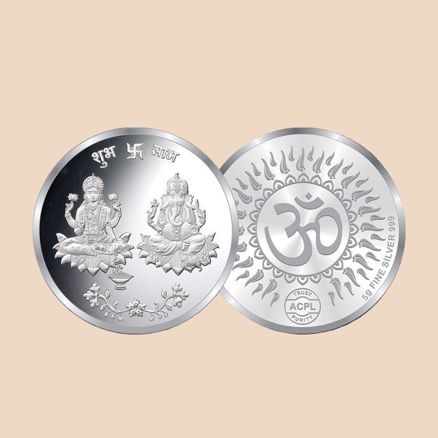 999 Fine Silver Lakshmi Ganesh Round Coin – Om Insignia