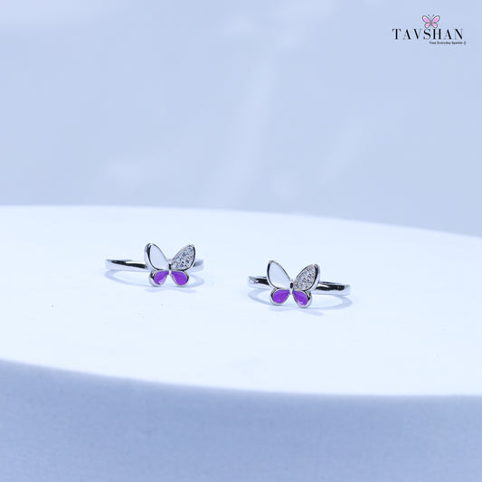 Elegant Butterfly Design Sterling Silver Toe Ring for Women & Girls