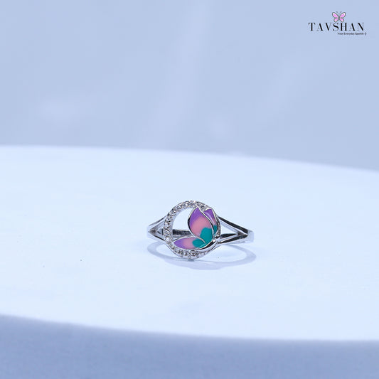 Charming Sterling Silver Toe Ring – Pink & Teal Enamel, Sparkling Finish