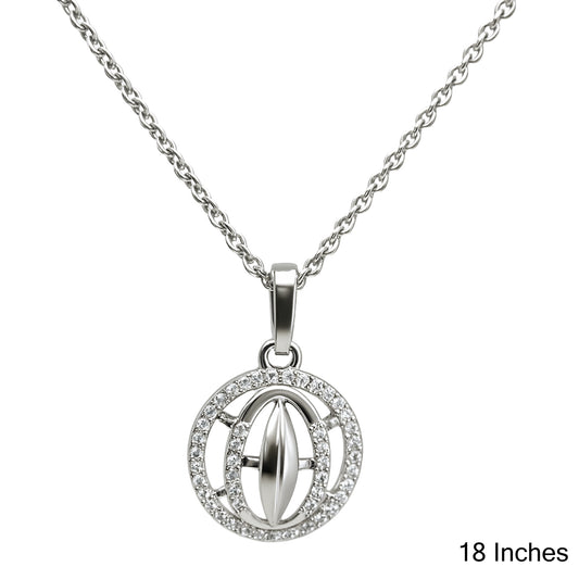 925 Sterling Silver Geometric Halo Pendant Necklace