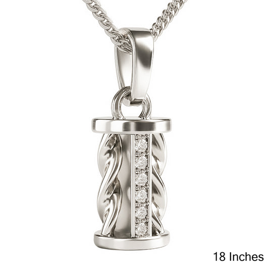 925 Sterling Silver Cylindrical Twist Pendant Necklace