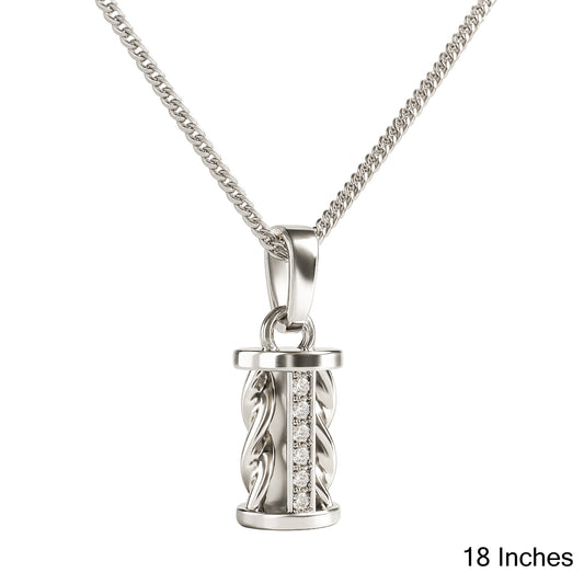 925 Sterling Silver Cylindrical Twist Pendant Necklace