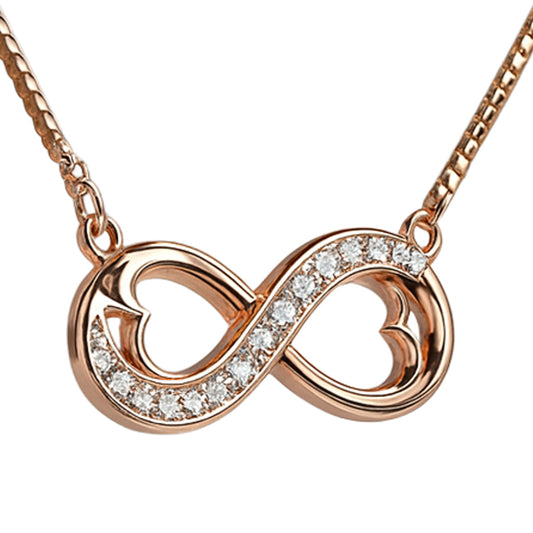 Rose Gold Infinity Heart Necklace in 925 Sterling Silver – Endless Love