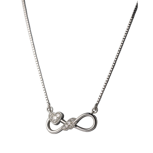 Infinity Pendant Necklace with Solitaire in 925 Sterling Silver – Eternal Sparkle