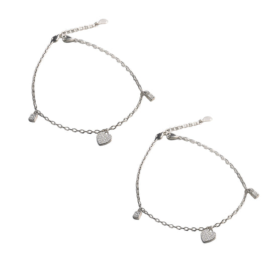 Silver Heart Charm Anklet