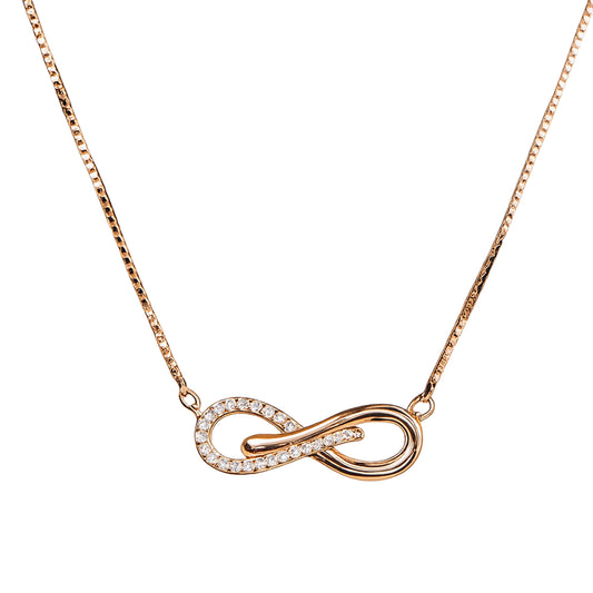 Rose Gold Infinity Pendant Necklace in 925 Sterling Silver – Endless Love Symbol