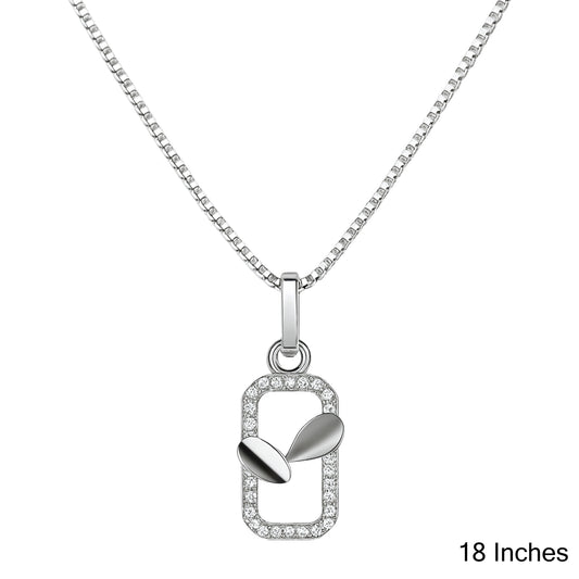 925 Sterling Silver Rectangular Frame Pendant Necklace