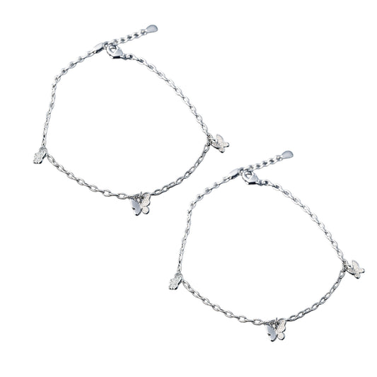 Silver Butterfly Charm Anklet