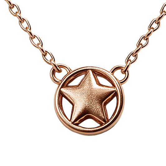 Star Charm Pendant Necklace in 925 Sterling Silver with Rose Gold Finish
