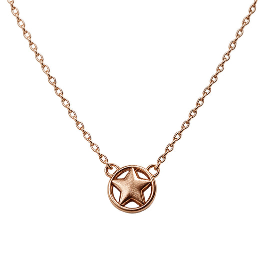 Star Charm Pendant Necklace in 925 Sterling Silver with Rose Gold Finish