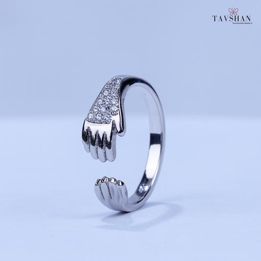 Embrace Hug Me Adjustable Ring - 925 Sterling Silver
