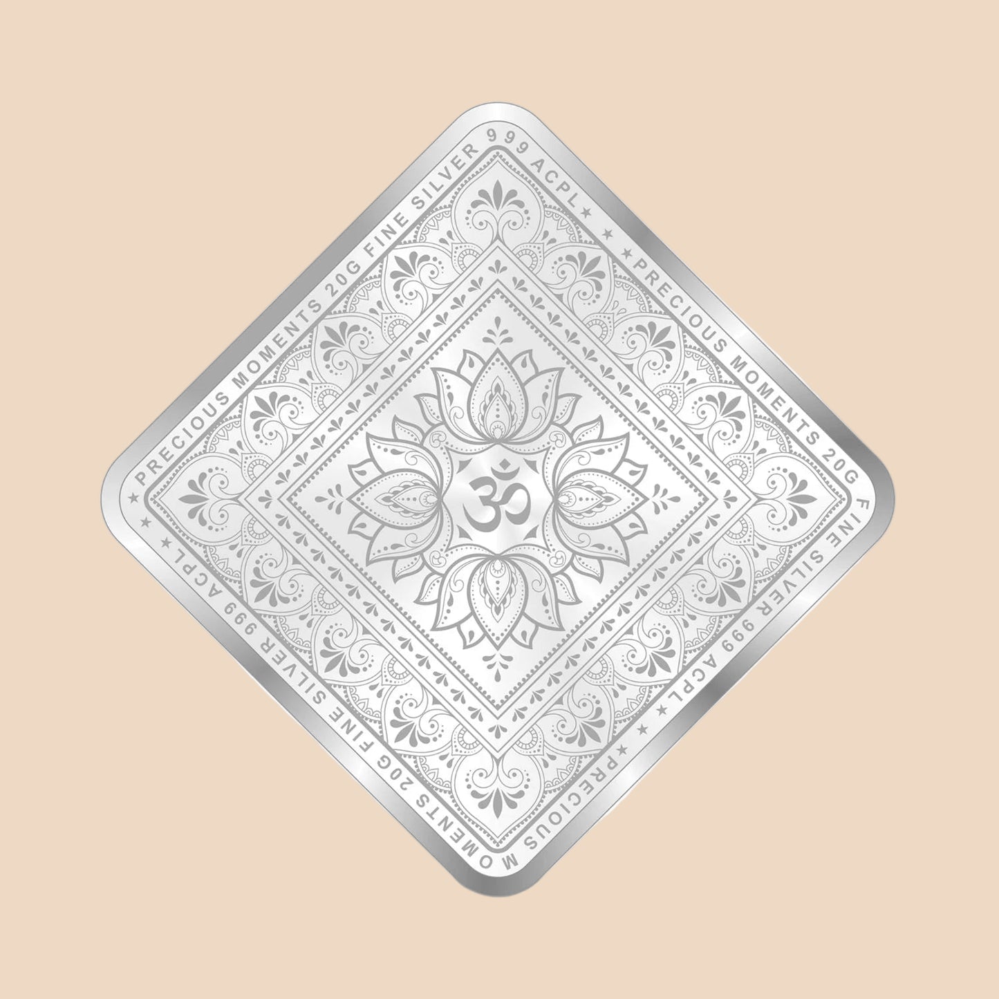 999 Fine Silver Lakshmi Ganesh Coin – Square Shaped Auspicious Coin