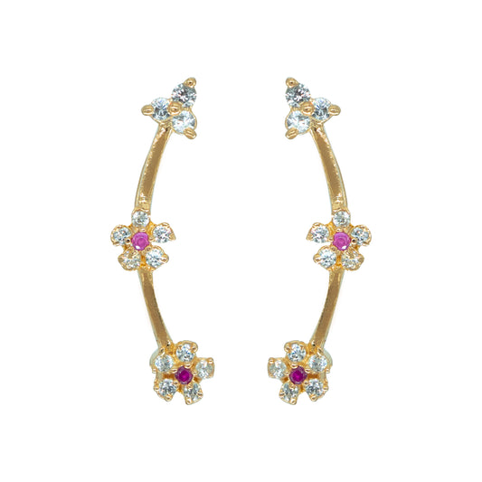 CZ Floral Bloom Ear Cuff / Bluetooth Earring – Gold Plated 925 Sterling Silver