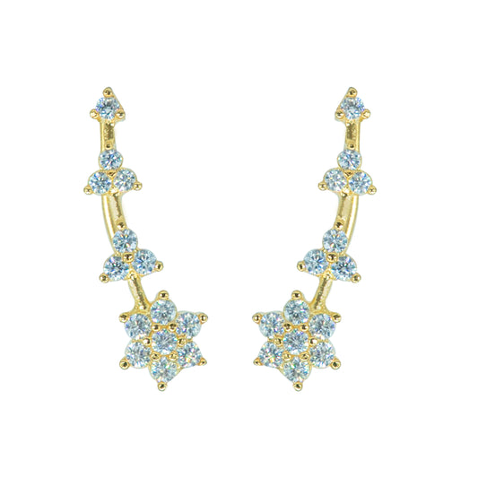 CZ Star Cluster Ear Cuff / Bluetooth Earring – Gold Plated 925 Sterling Silver