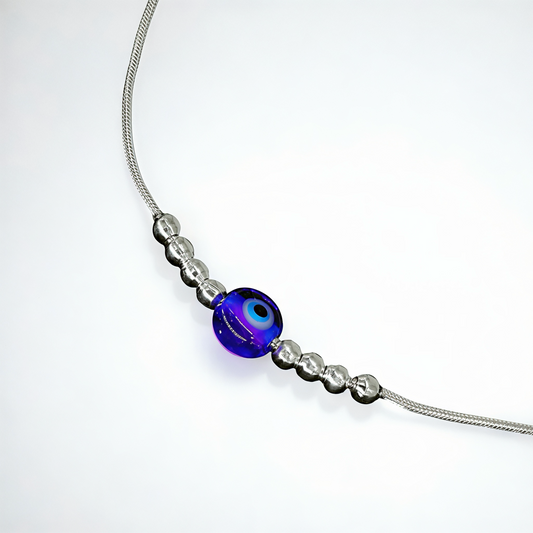 925 Sterling Silver Blue Evil Eye Anklet Pair for Women