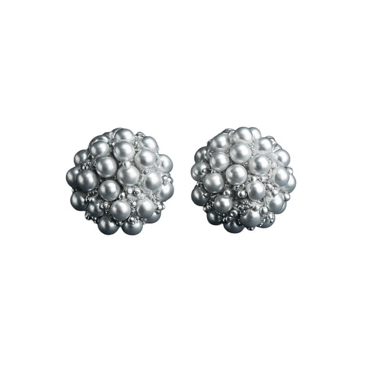 925 Sterling Silver Cluster Pearl Stud Earrings