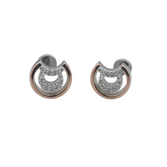 925 Sterling Silver Blue & White CZ Geometric Stud Earrings