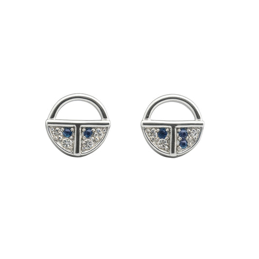 925 Sterling Silver Half-Moon CZ Stud Earrings