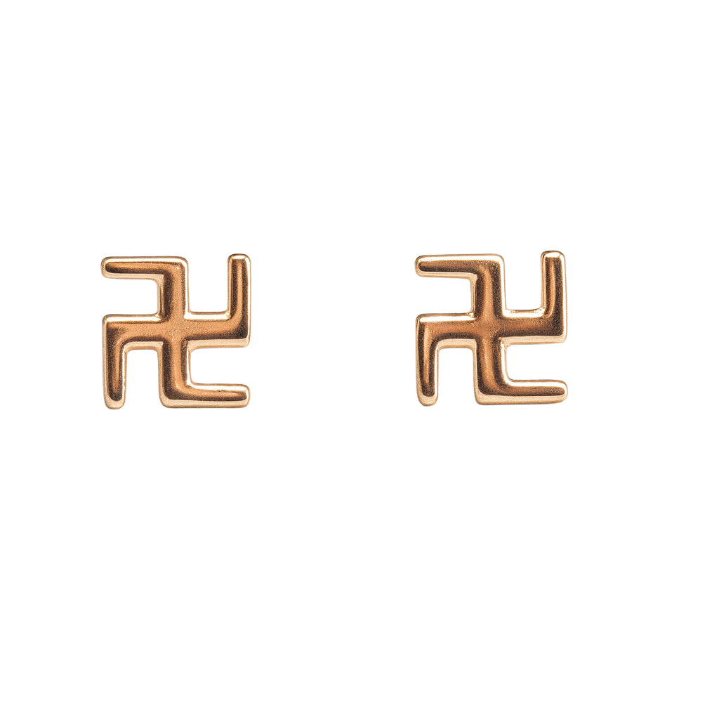 925 Sterling Silver Swastik Stud Earrings