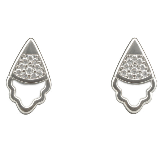 925 Sterling Silver Drop-Shaped CZ Stud Earrings