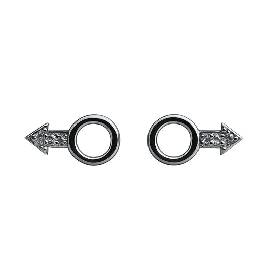 925 Sterling Silver Arrow Circle Stud Earrings