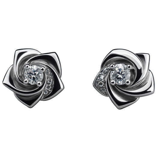 925 Sterling Silver Rose CZ Stud Earrings