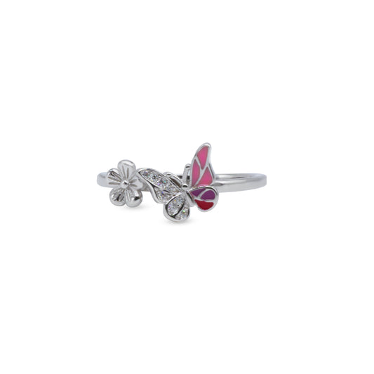 Butterfly Blossom Ring – Rhodium Plated 925 Sterling Silver