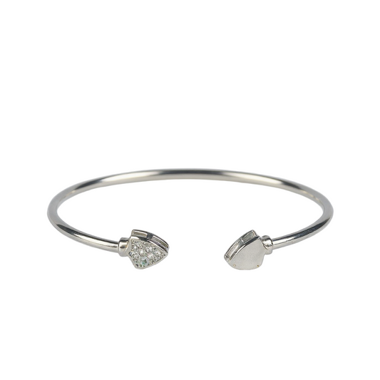 925 Sterling Silver Arrowhead CZ Open Bangle Bracelet
