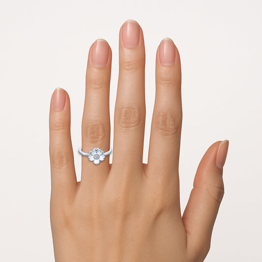 White Blossom Ring – Rhodium Plated 925 Sterling Silver