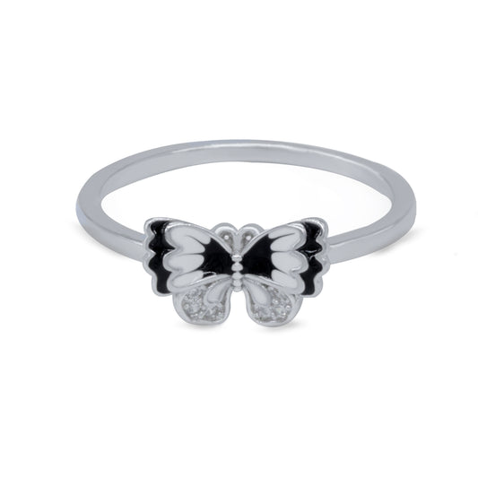 Monochrome Butterfly Ring – Rhodium Plated 925 Sterling Silver