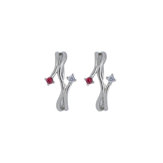 Dual Spark Ruby & CZ Toe Ring – Rhodium Plated 925 Sterling Silver