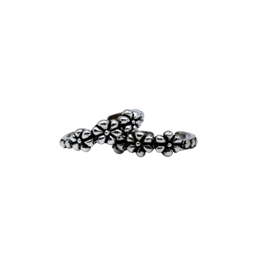 Oxidized Petal Band Toe Ring – 925 Sterling Silver Antique Finish