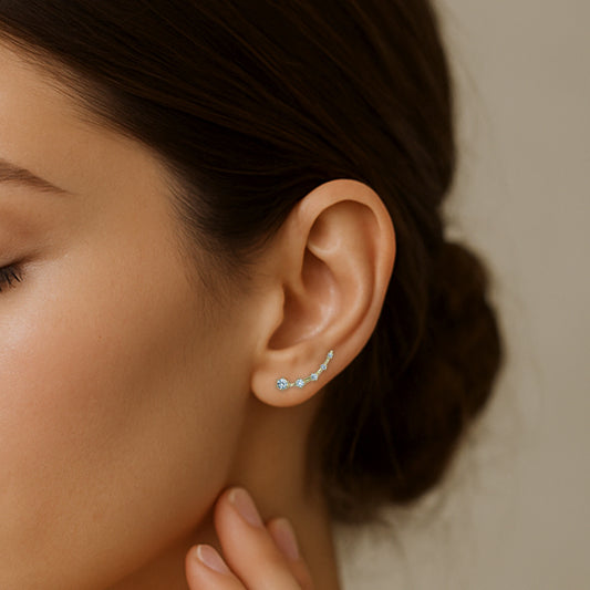 Minimal CZ Line Ear Cuff / Bluetooth Earring – Gold Plated 925 Sterling Silver