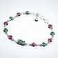 925 Sterling Silver Ruby & Emerald CZ Anklet Pair for Women