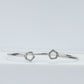 925 Sterling Silver Twin Geometric CZ Open Bangle Bracelet