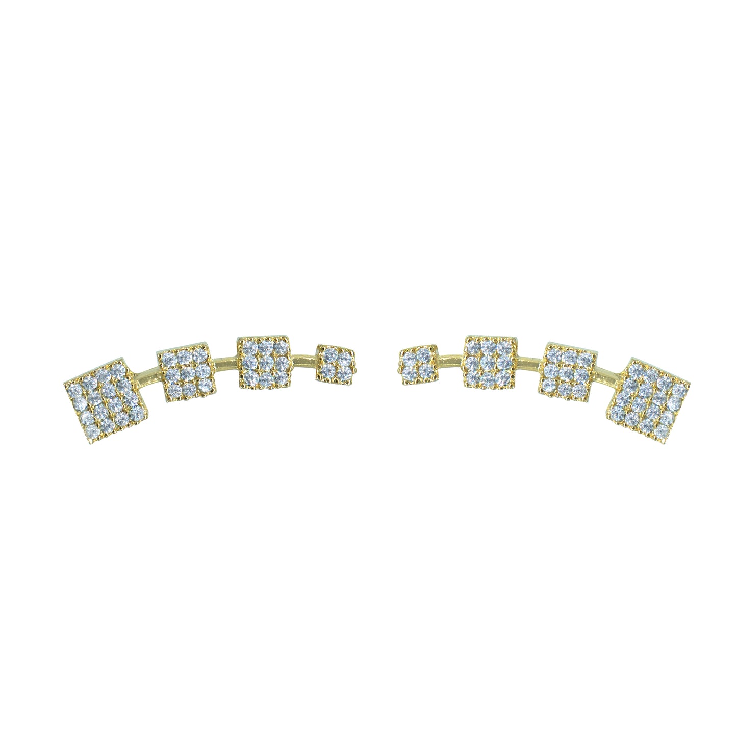 CZ Square Cluster Ear Cuff / Bluetooth Earring – Gold Plated 925 Sterling Silver