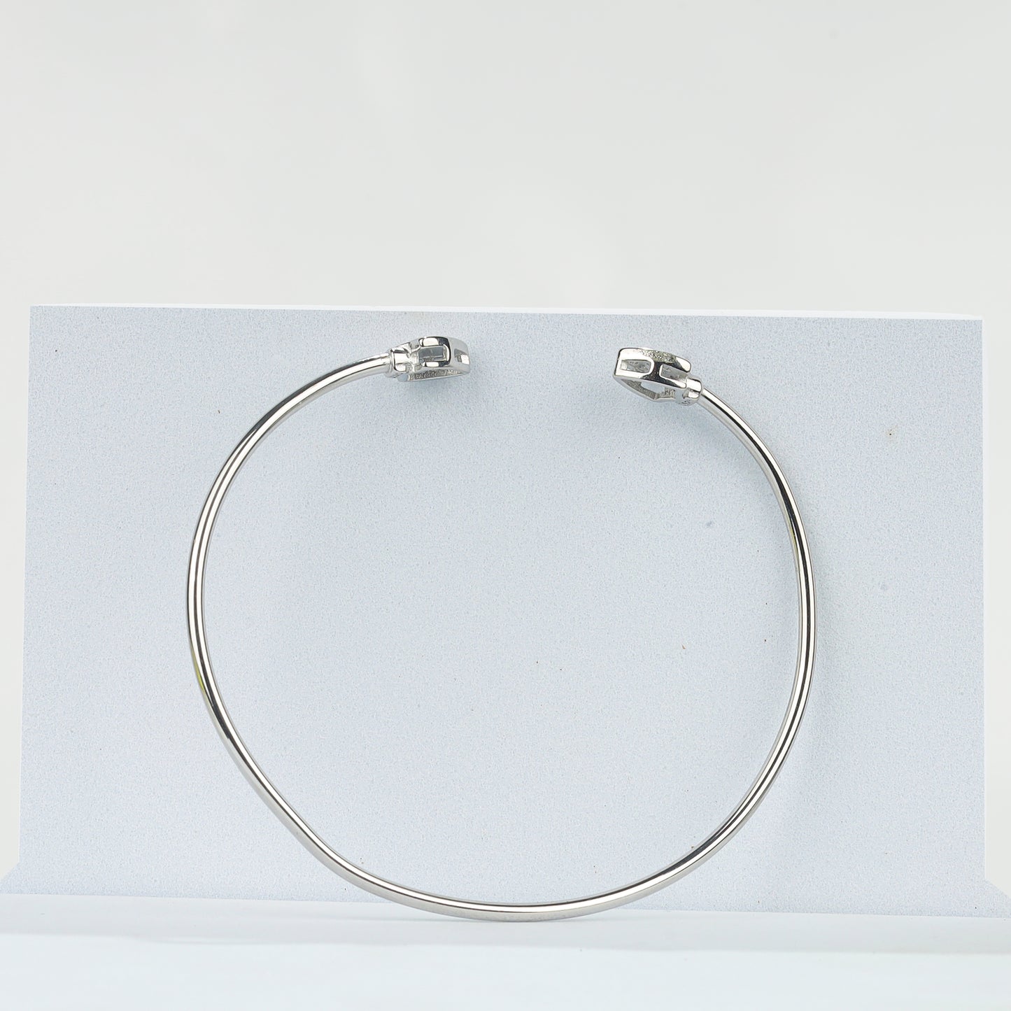 925 Sterling Silver Arrowhead CZ Open Bangle Bracelet