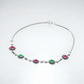 925 Sterling Silver Ruby & Emerald Floral Anklet Pair for Women