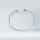 925 Sterling Silver Twin Geometric CZ Open Bangle Bracelet