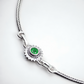 925 Sterling Silver Green Stone Sunburst Anklet Pair for Women