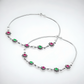 925 Sterling Silver Ruby & Emerald Floral Anklet Pair for Women