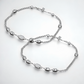 925 Sterling Silver Hammered Bead Dual Chain Anklet Pair for Women