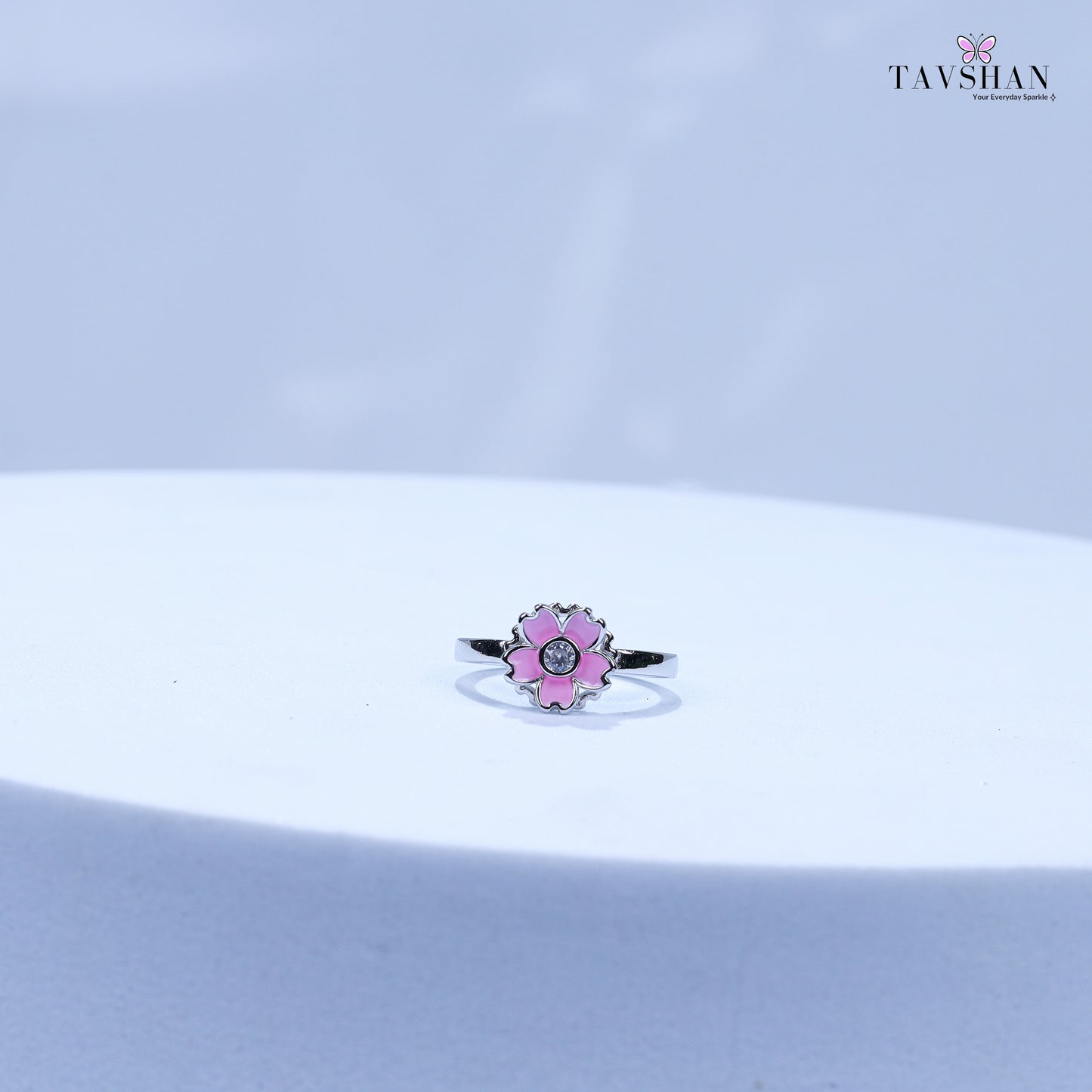 Handcrafted 925 Sterling Silver Adjustable Toe Ring – Pink Blossom Design