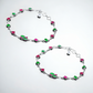 925 Sterling Silver Ruby & Emerald CZ Anklet Pair for Women