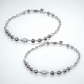925 Sterling Silver Textured Bead Anklet Pair for Women