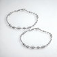 925 Sterling Silver Twisted & Hammered Bead Anklet Pair for Women