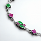 925 Sterling Silver Ruby & Emerald CZ Anklet Pair for Women