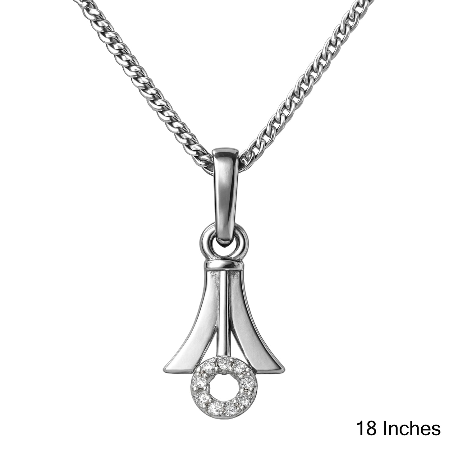 925 Sterling Silver Modern CZ Circle Pendant Necklace
