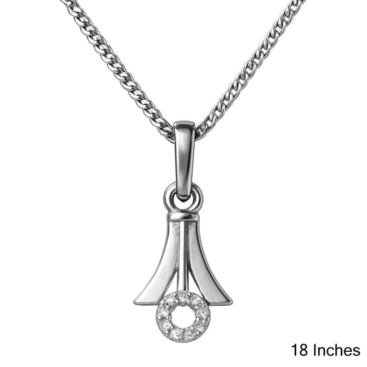 925 Sterling Silver Modern CZ Circle Pendant Necklace