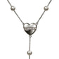 Heart & Pearl Drop Y Necklace in 925 Sterling Silver